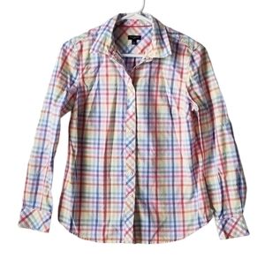 Talbots Rainbow Plaid Button Down Long Sleeve Dress Shirt Size SP